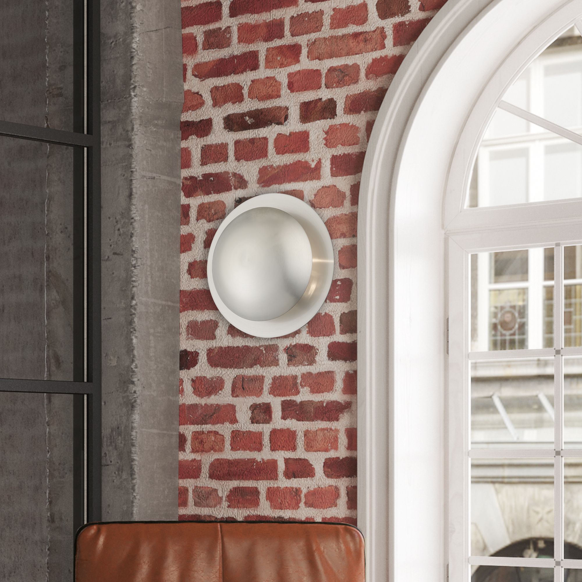 2 Light Brushed Nickel Medium Semi-Flush/ Wall Sconce