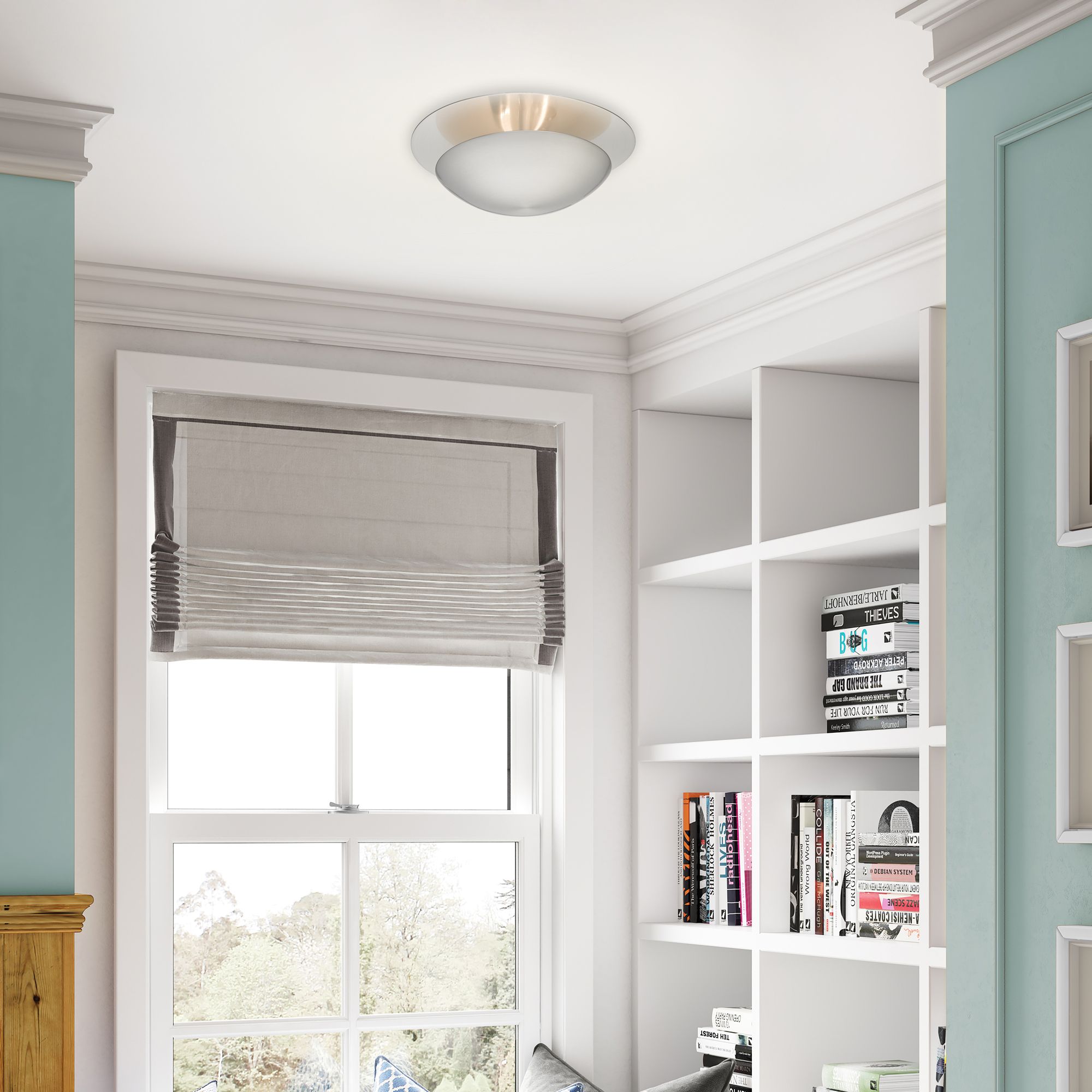 2 Light Brushed Nickel Medium Semi-Flush/ Wall Sconce