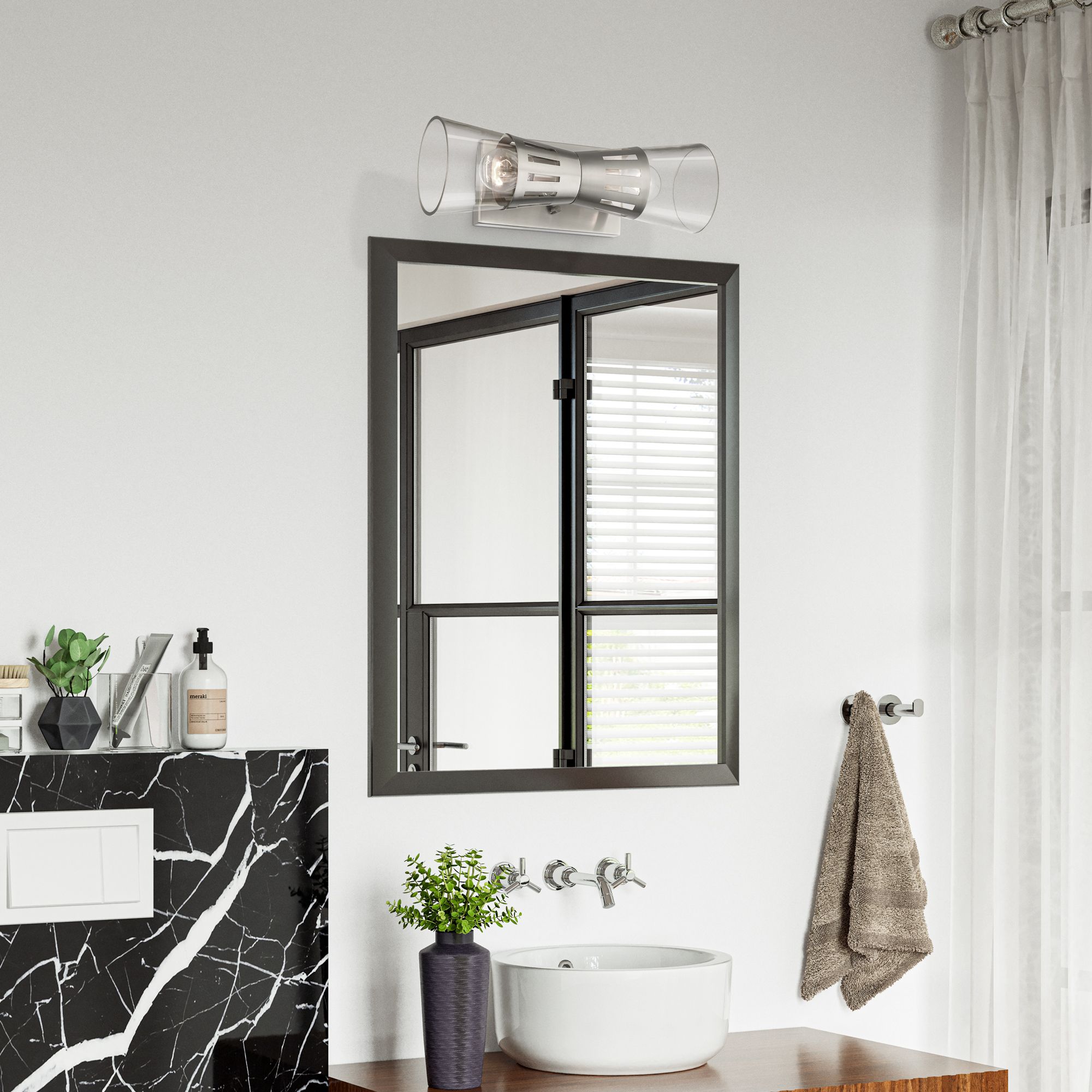 2 Light Brushed Nickel Sconce