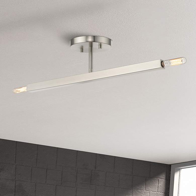 Image 1 2 Light Brushed Nickel Semi-Flush