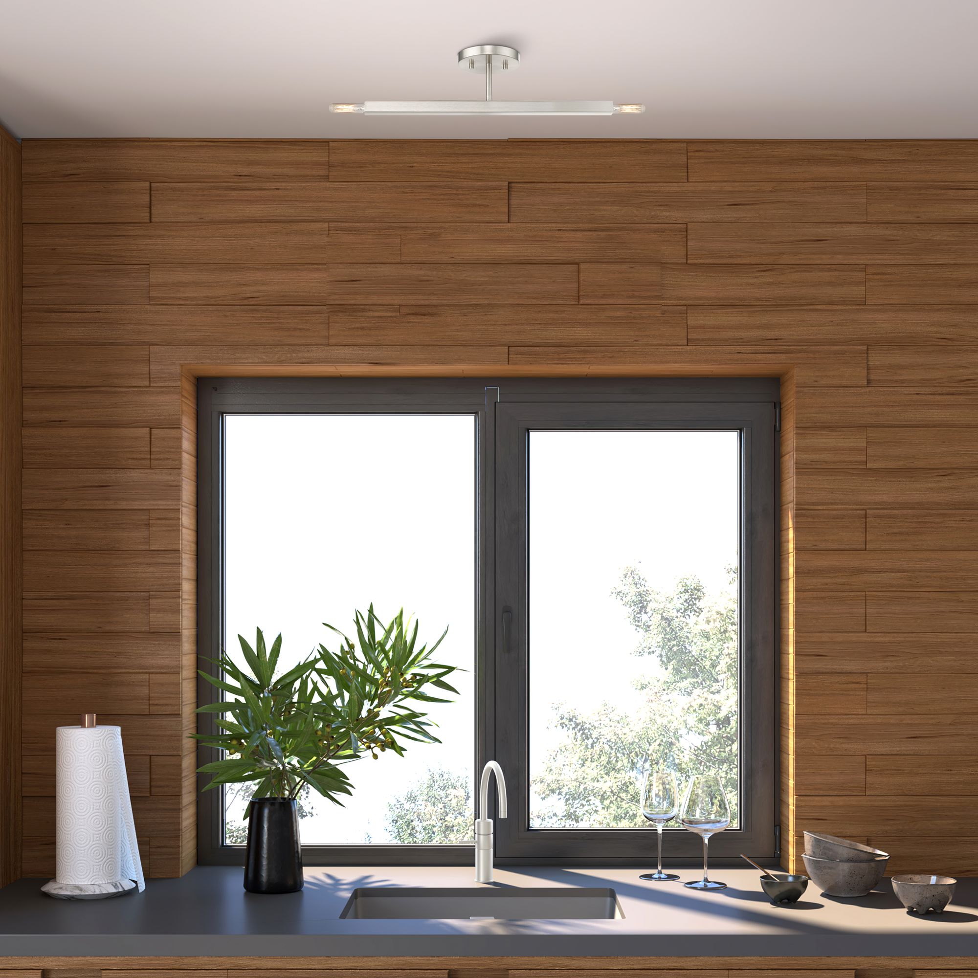 2 Light Brushed Nickel Semi-Flush