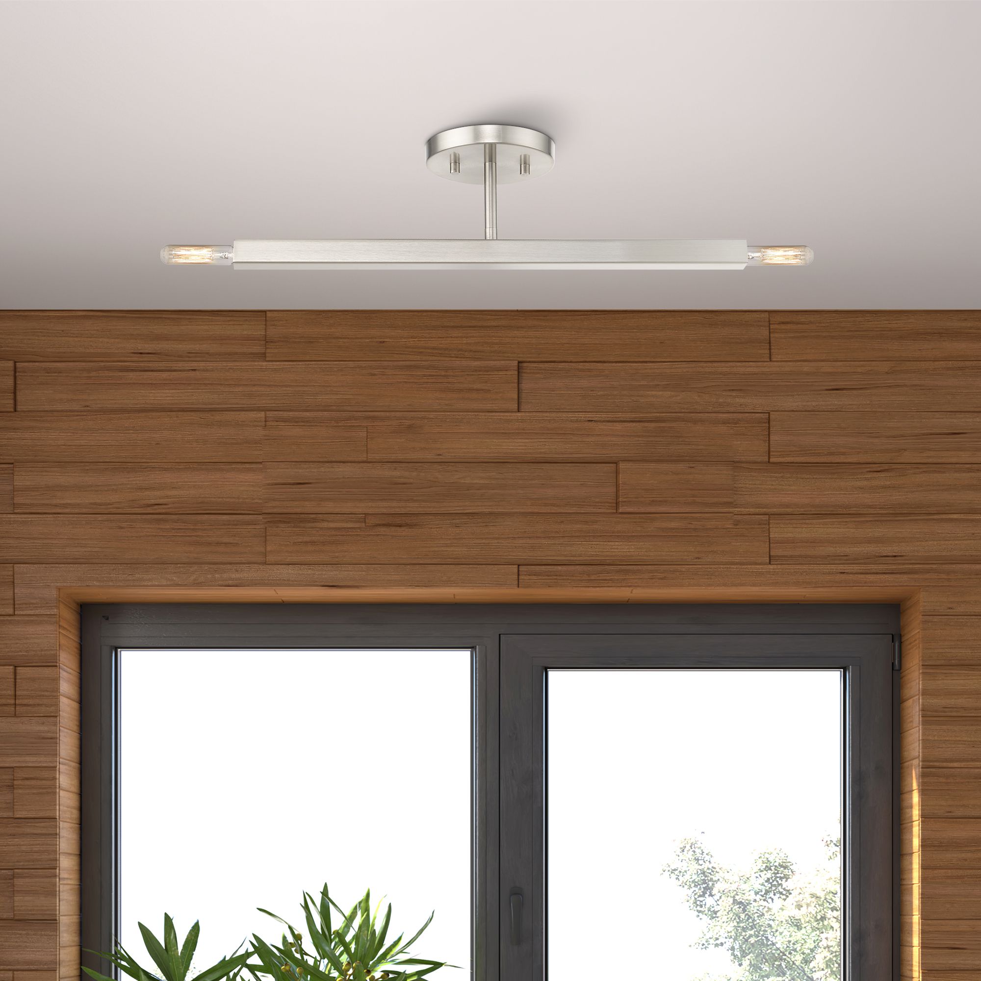 2 Light Brushed Nickel Semi-Flush