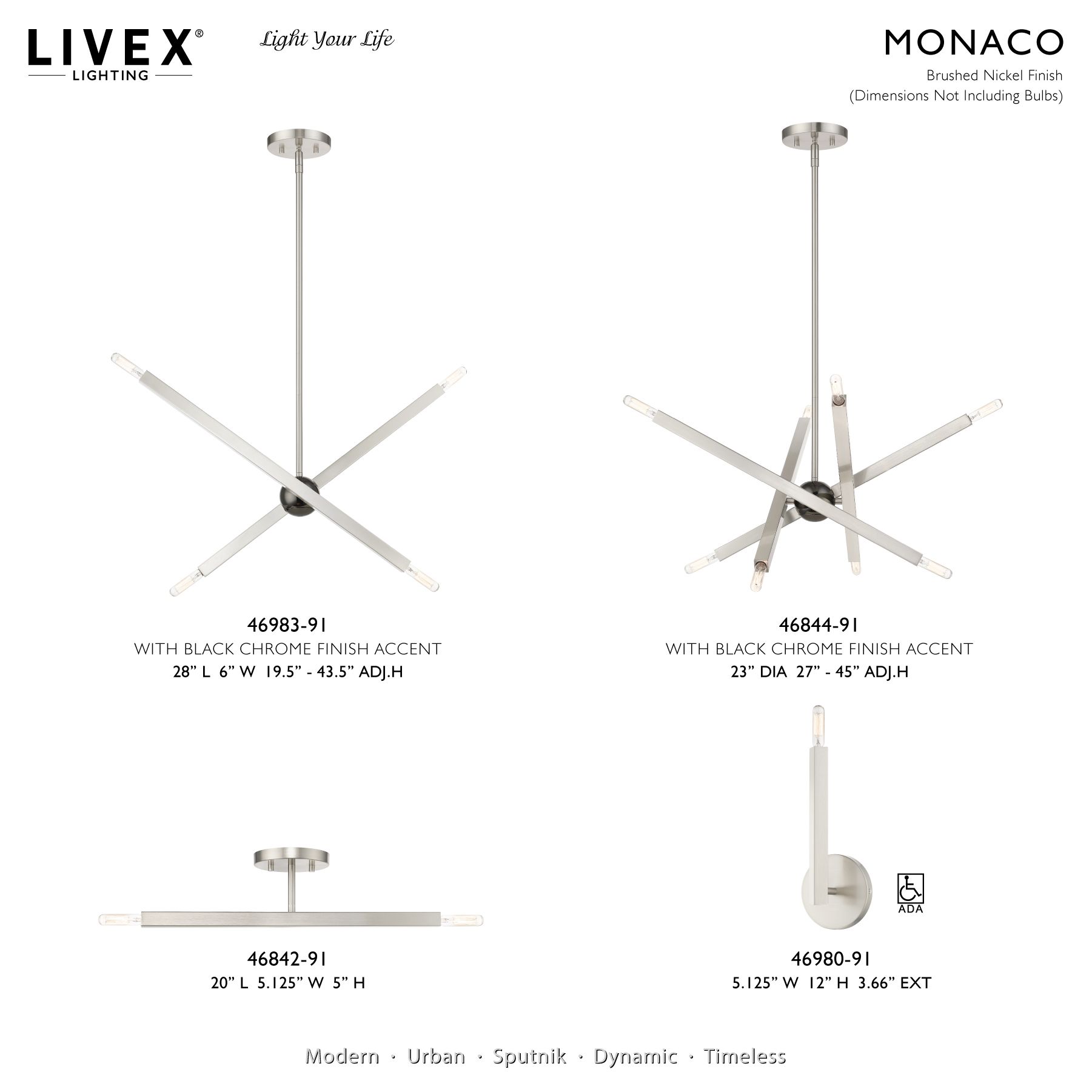 2 Light Brushed Nickel Semi-Flush