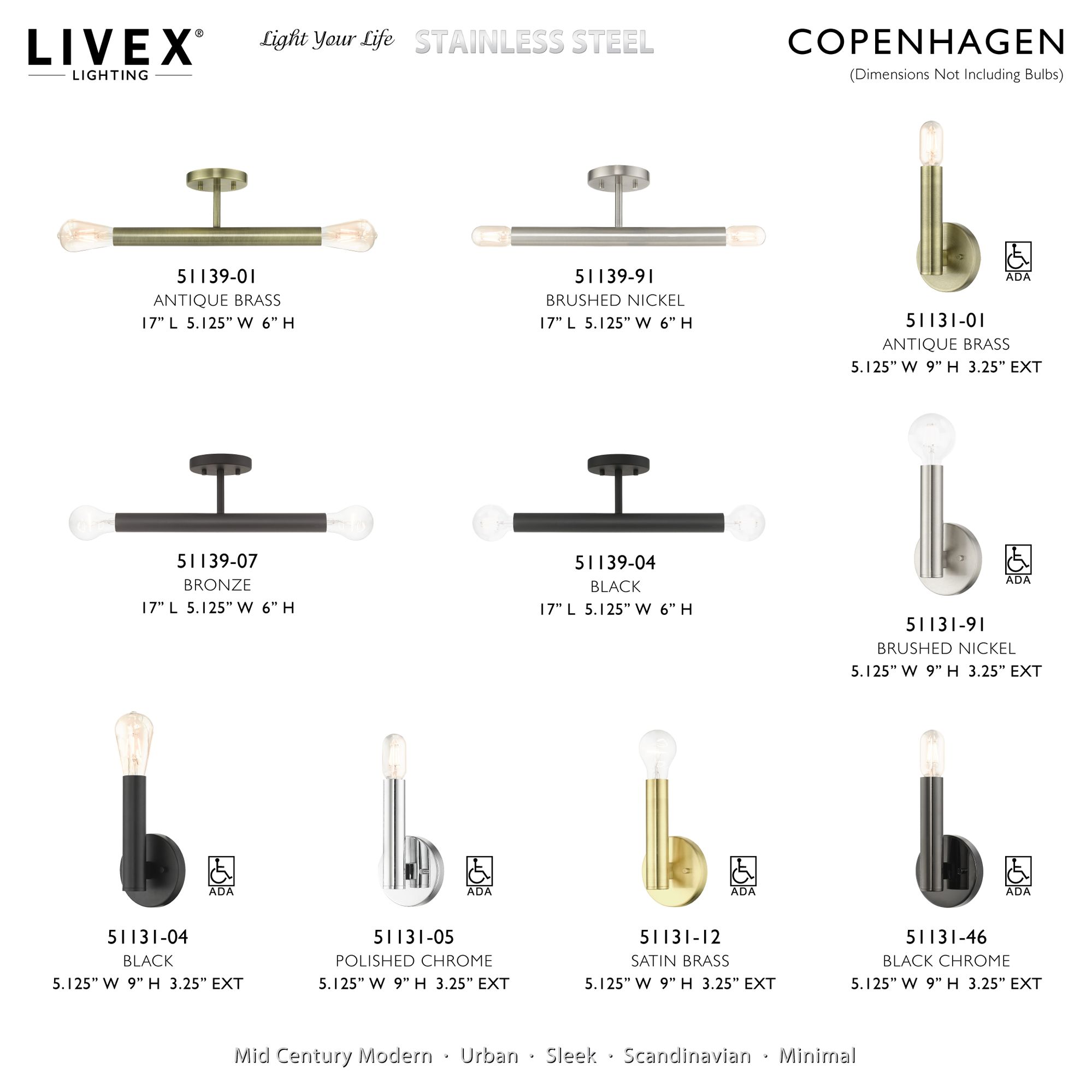 2 Light Brushed Nickel Semi-Flush