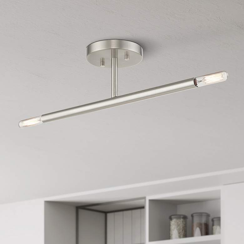 Image 1 2 Light Brushed Nickel Semi-Flush