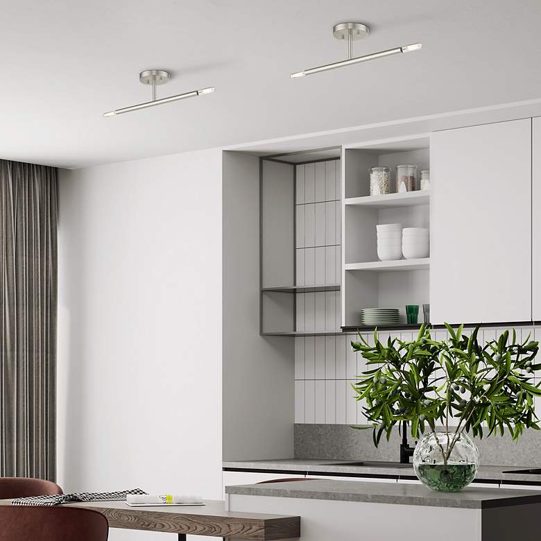 Image 7 2 Light Brushed Nickel Semi-Flush more views
