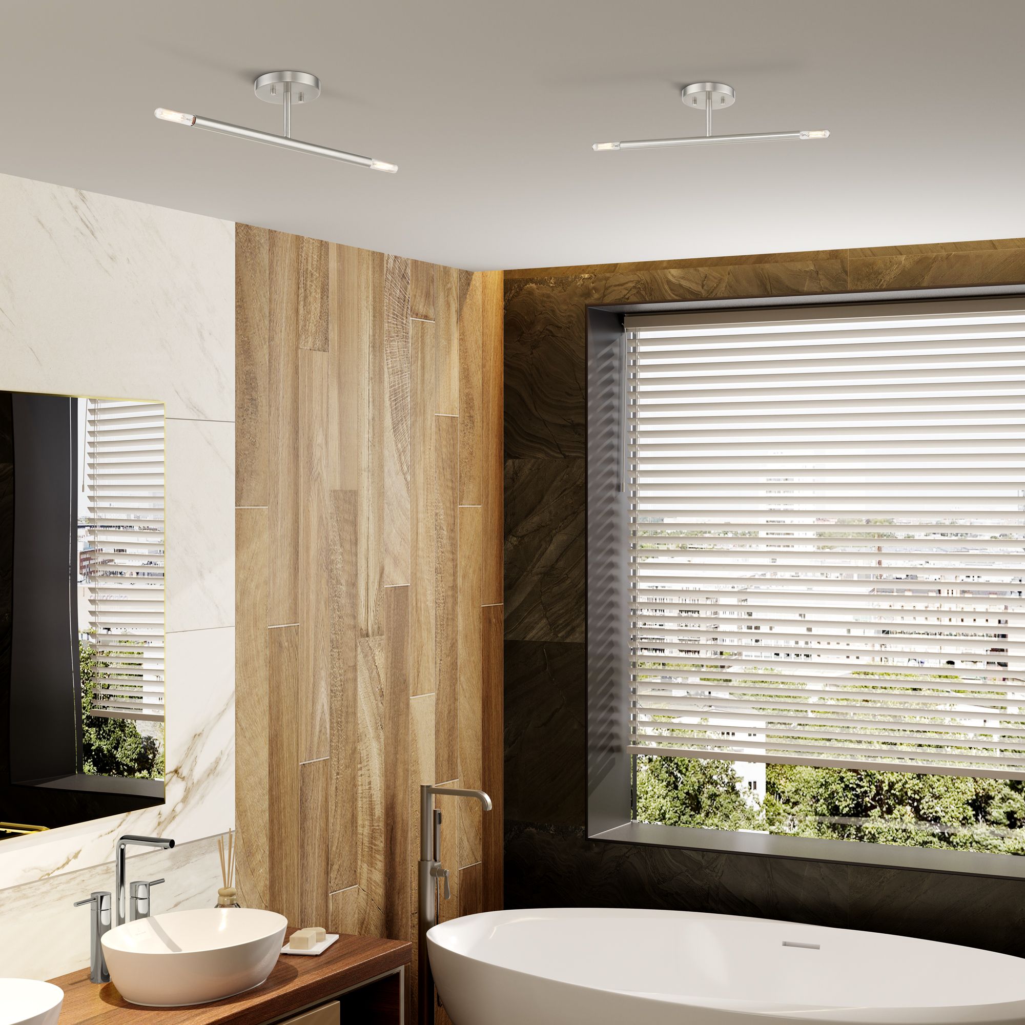 2 Light Brushed Nickel Semi-Flush