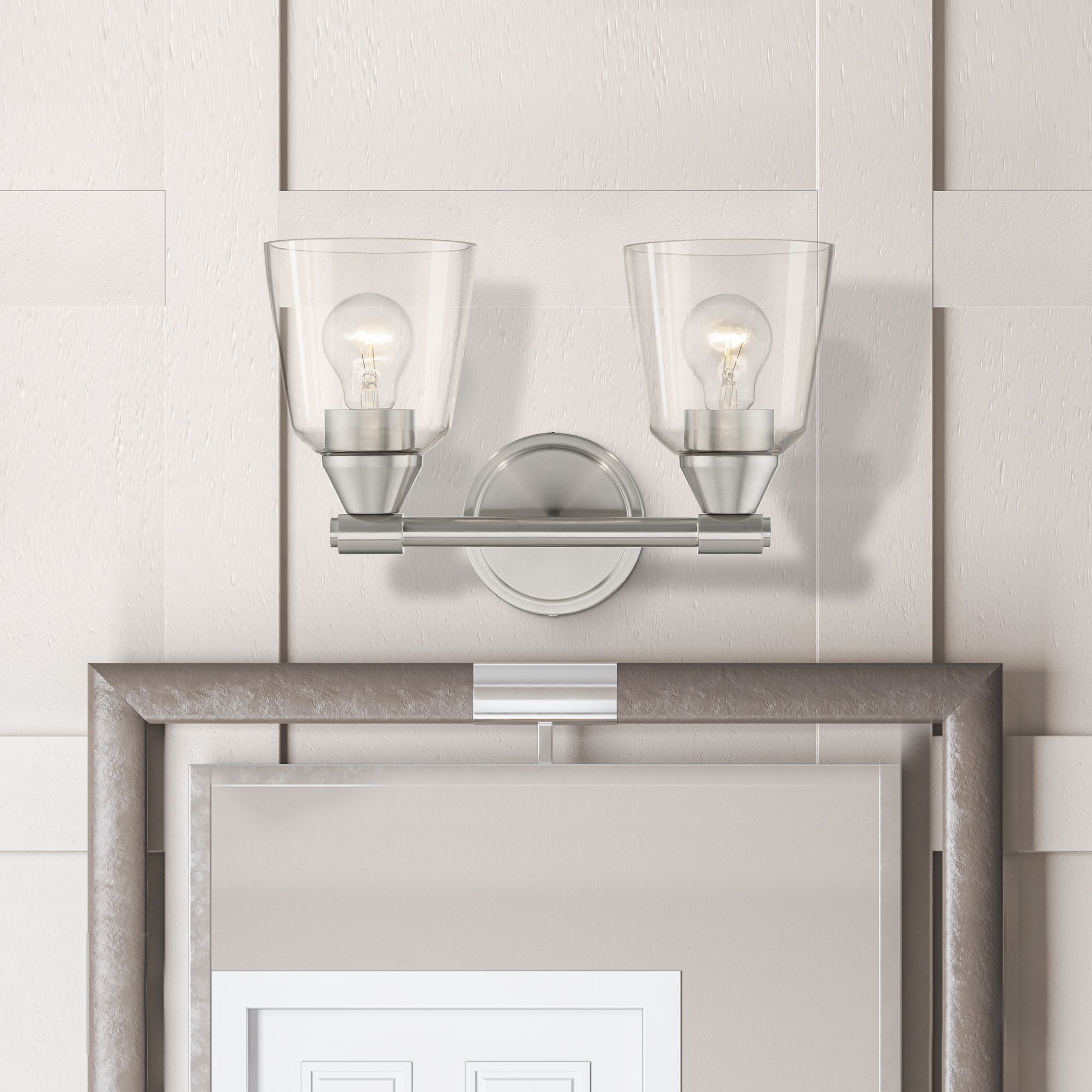 2 Light Brushed Nickel Vanity Sconce