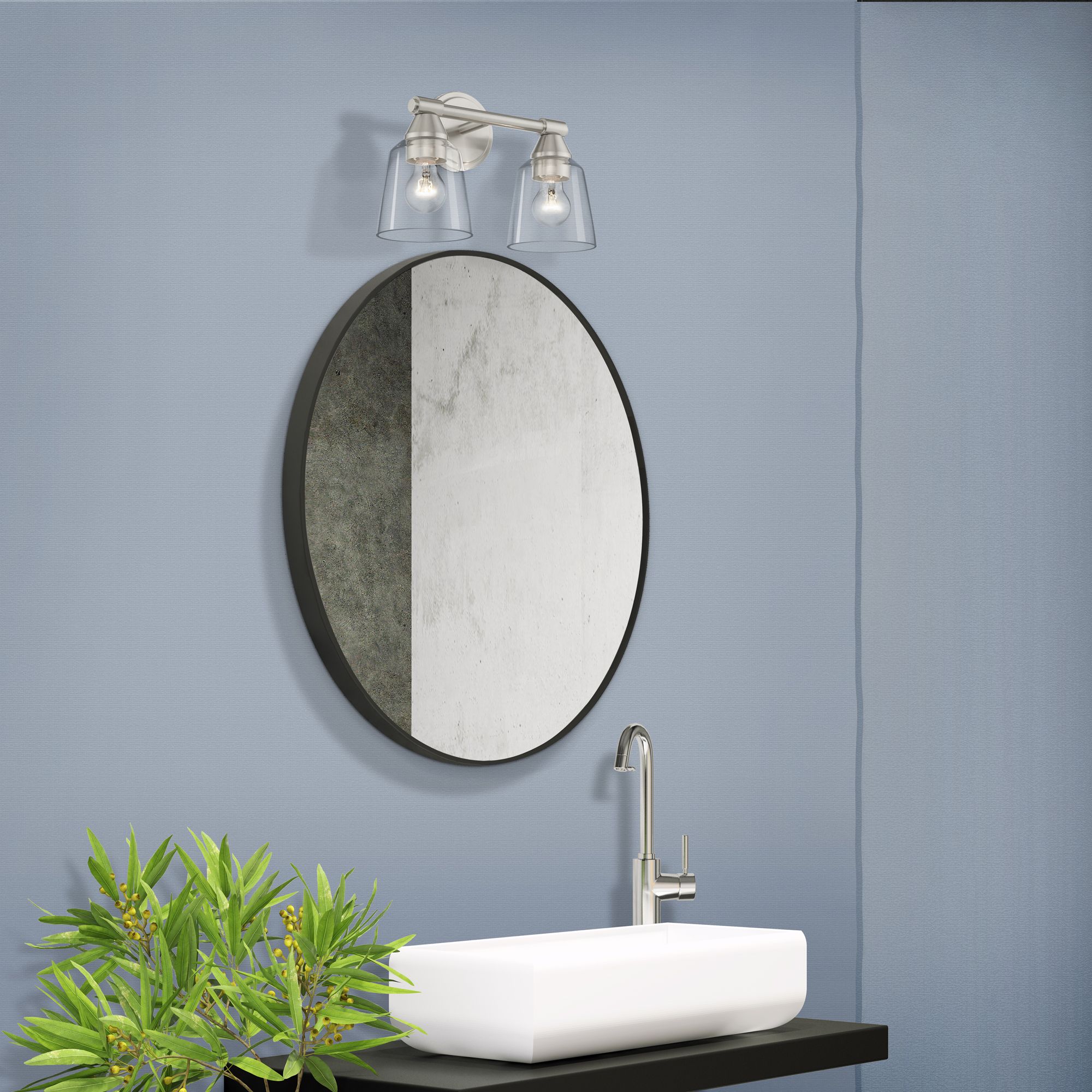 2 Light Brushed Nickel Vanity Sconce