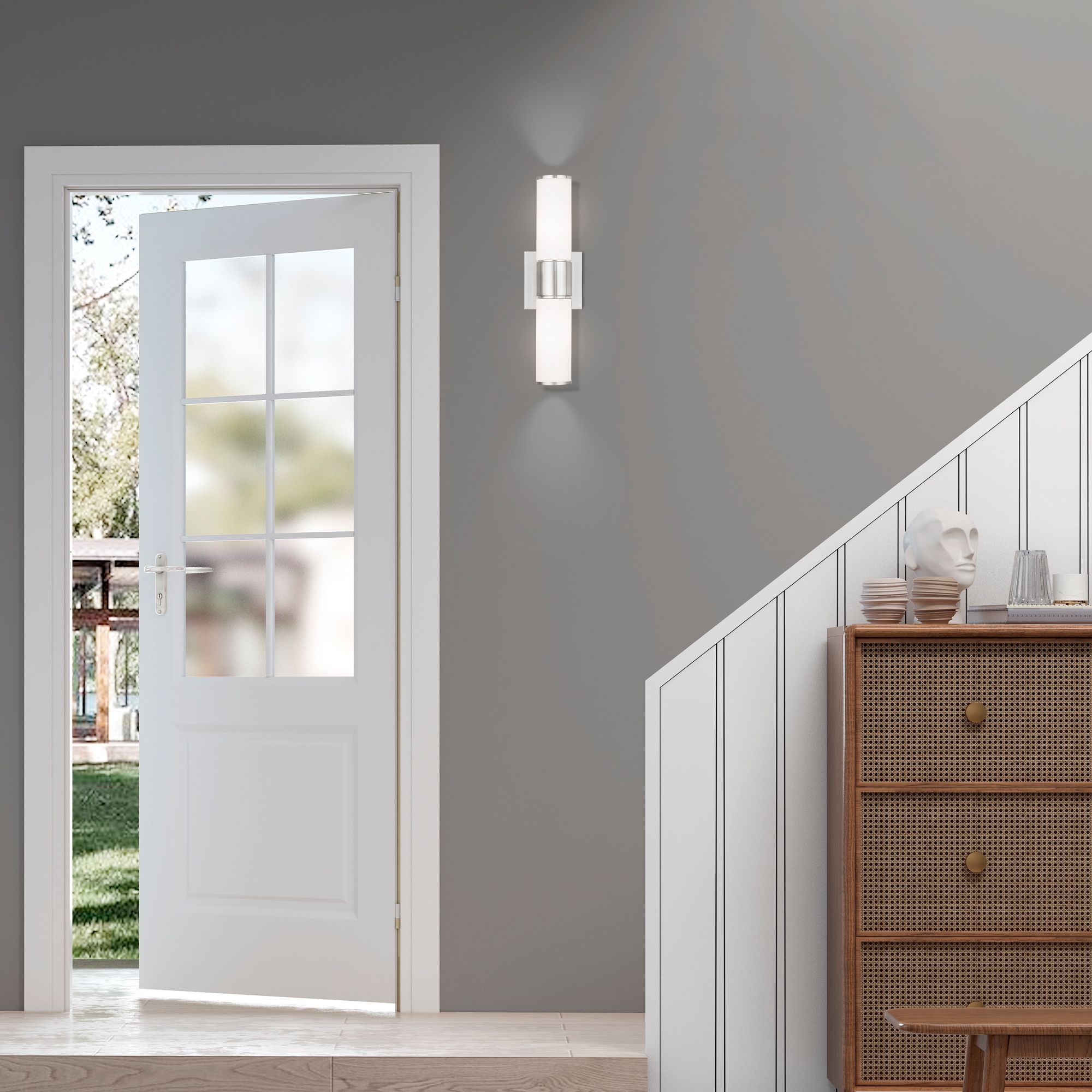 2 Light Brushed Nickel Wall Sconce