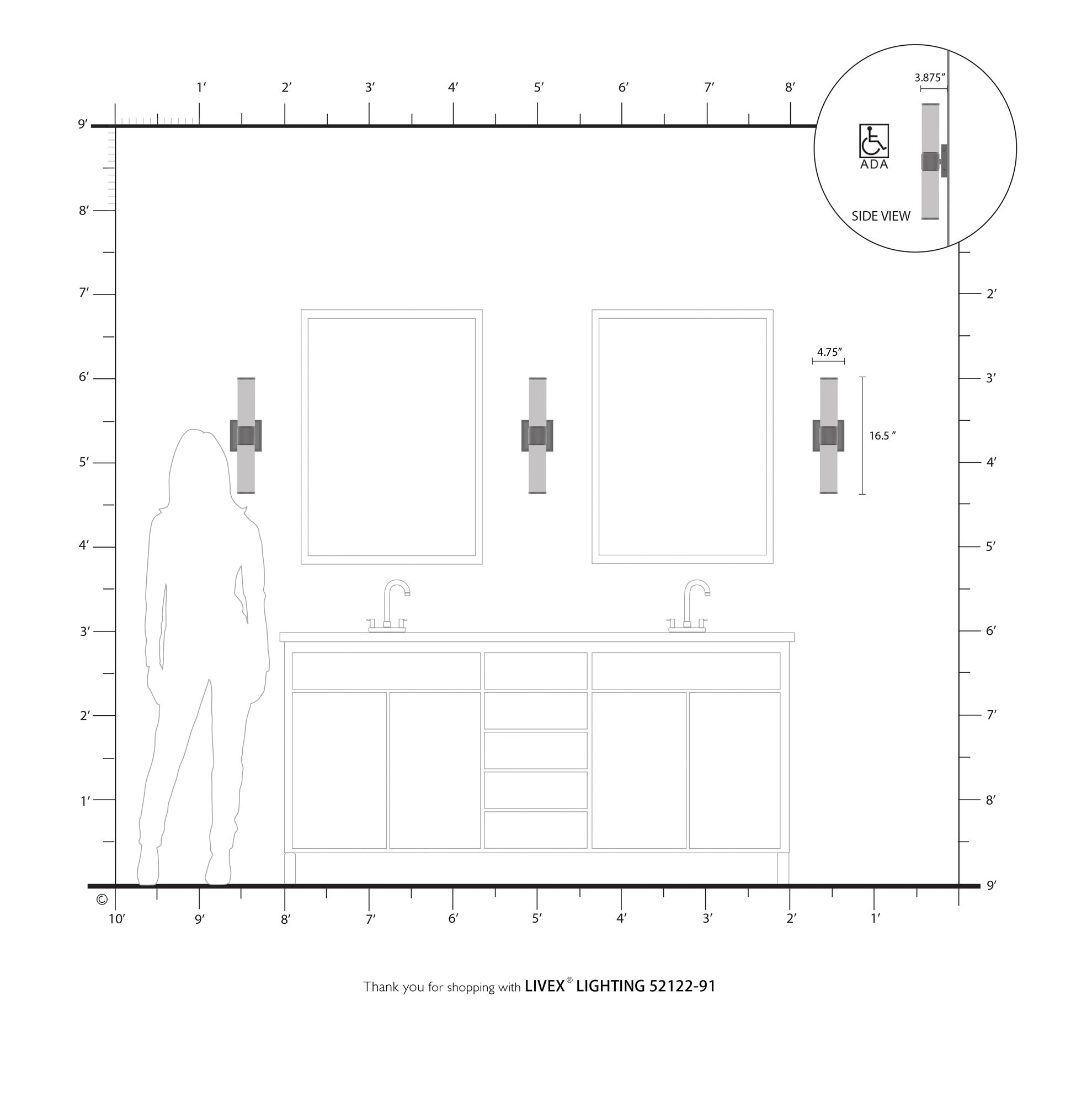 2 Light Brushed Nickel Wall Sconce