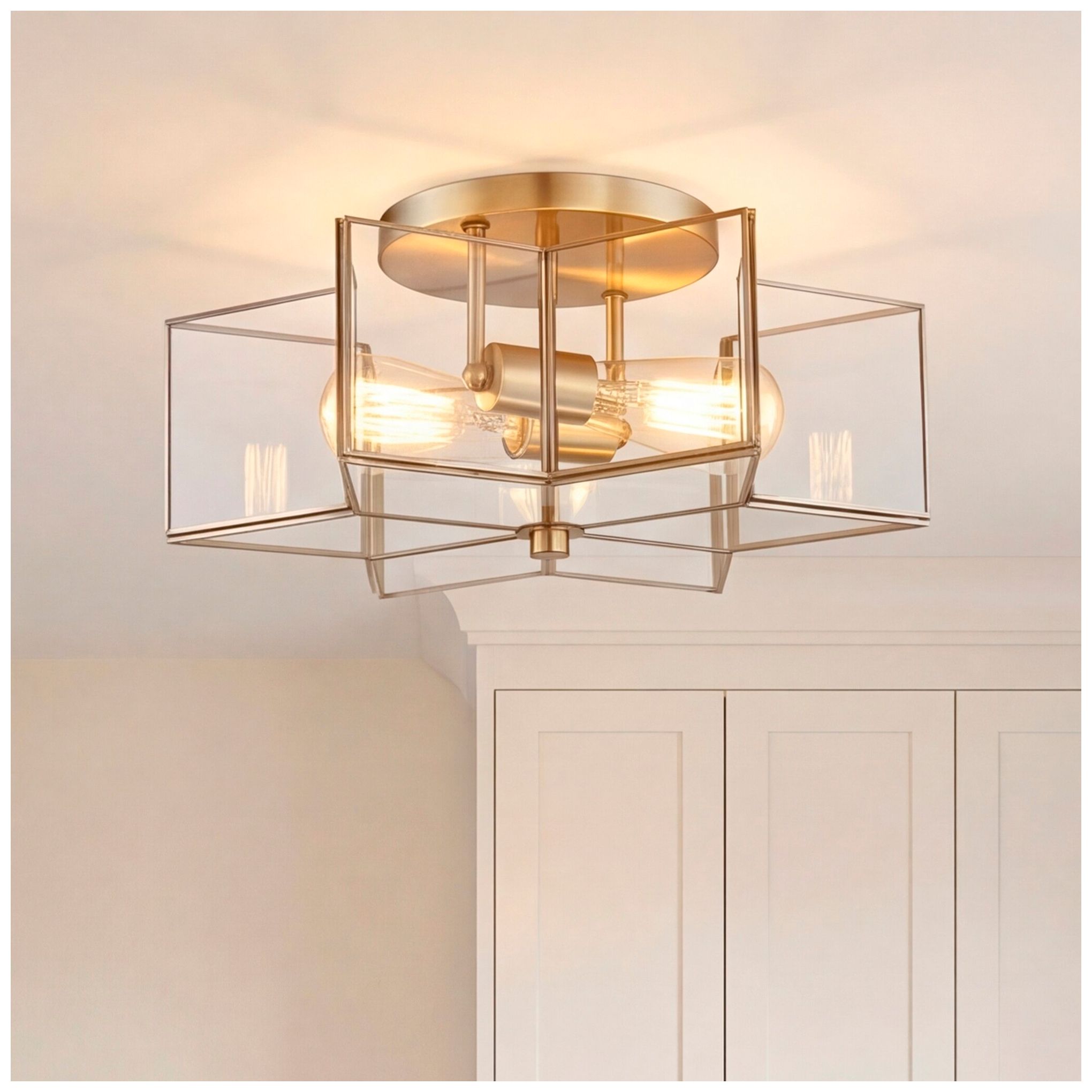 Image 3 2-Light Ceiling Light in Natural Brass more views