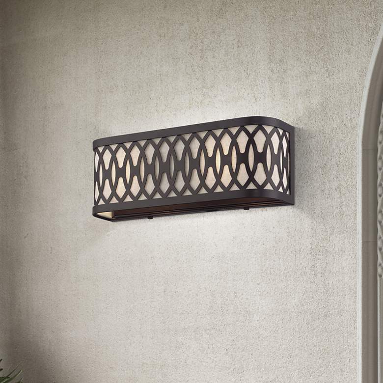Image 1 2 Light English Bronze ADA Sconce with Oatmeal Shade