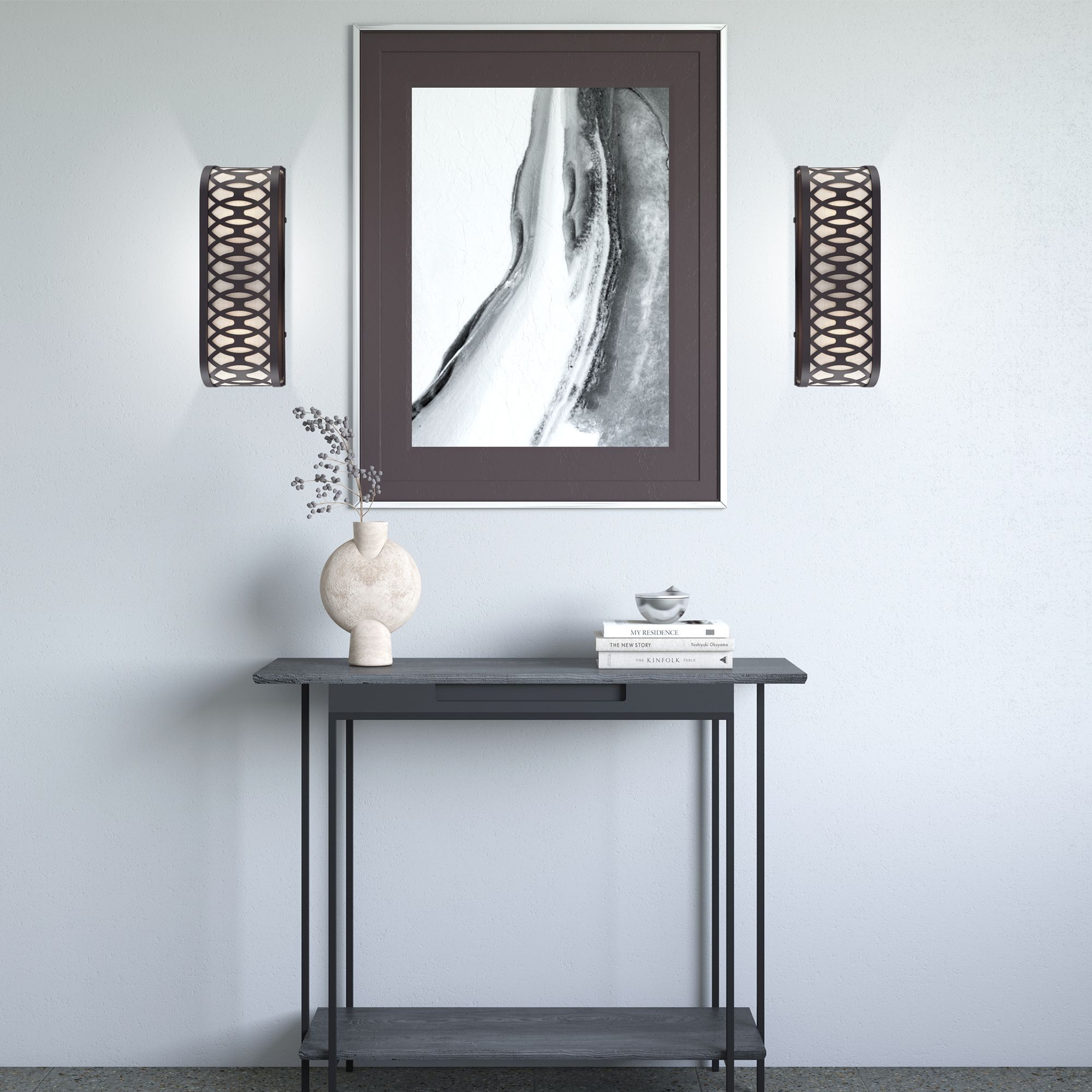 2 Light English Bronze ADA Sconce with Oatmeal Shade