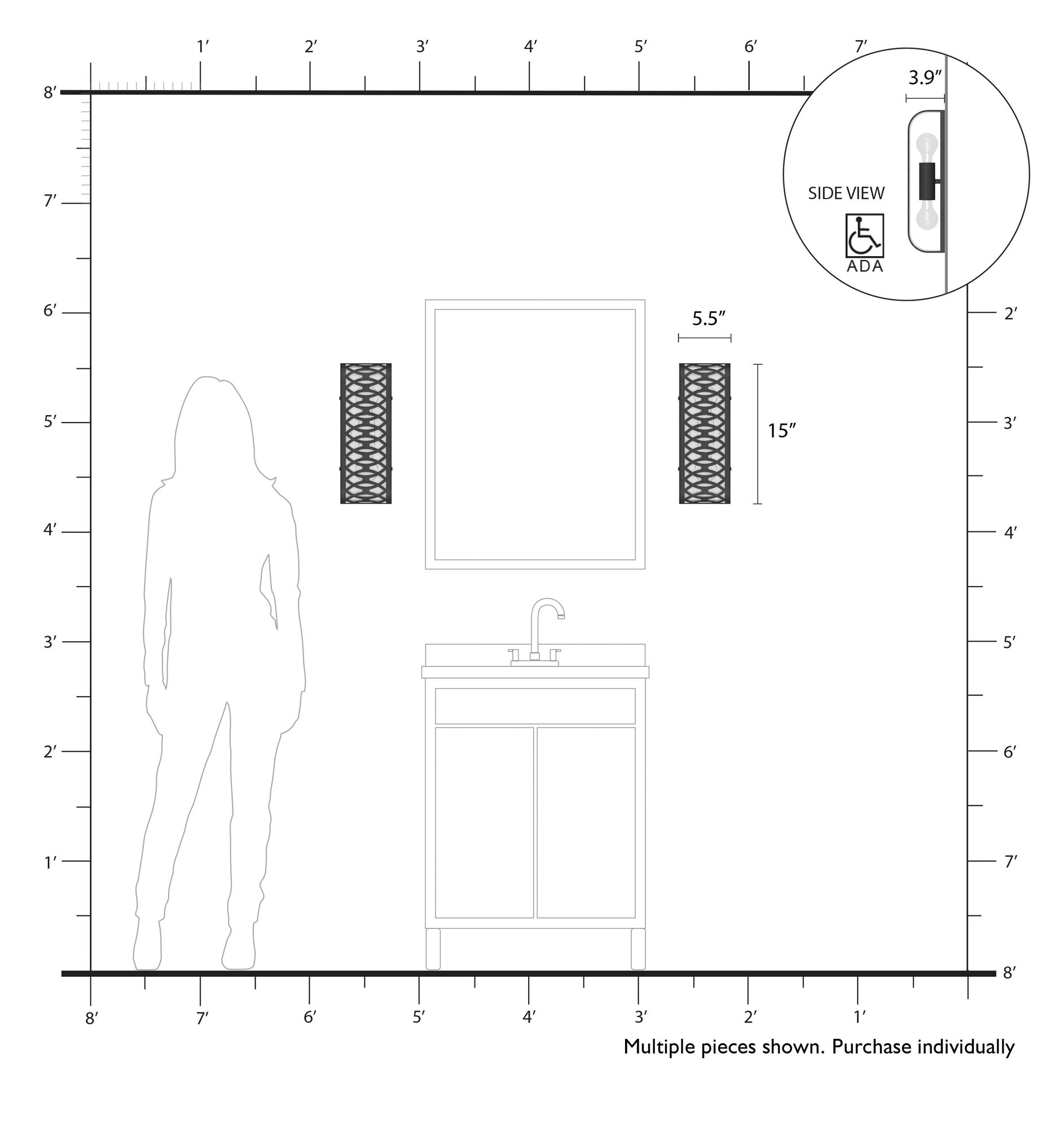 2 Light English Bronze ADA Sconce with Oatmeal Shade