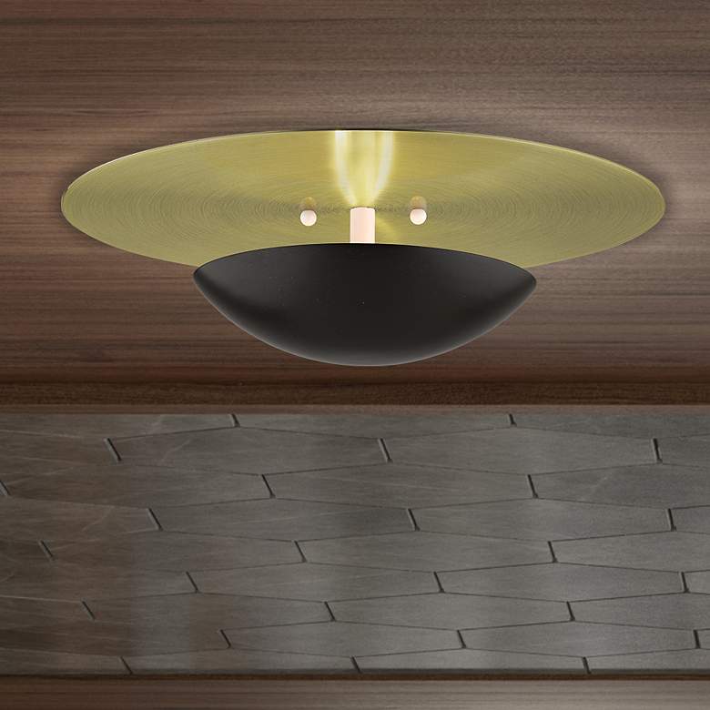 Image 1 2 Light English Bronze Large Semi-Flush with Antique Brass Backplate
