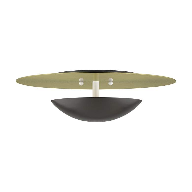 Image 4 2 Light English Bronze Large Semi-Flush with Antique Brass Backplate more views