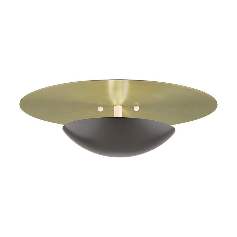 Image 5 2 Light English Bronze Large Semi-Flush with Antique Brass Backplate more views