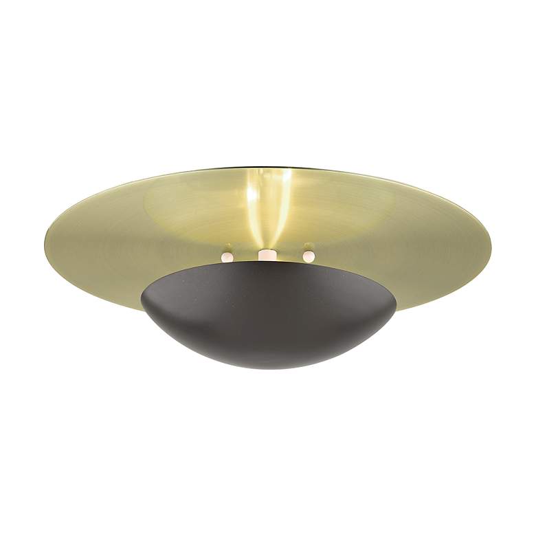 Image 6 2 Light English Bronze Large Semi-Flush with Antique Brass Backplate more views