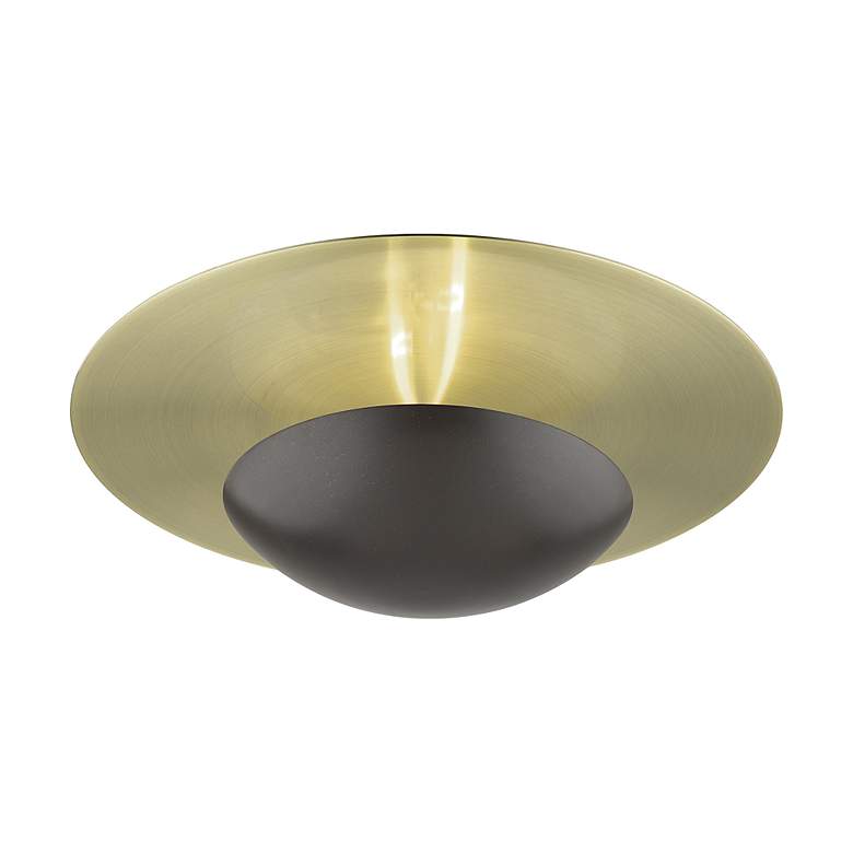 Image 7 2 Light English Bronze Large Semi-Flush with Antique Brass Backplate more views