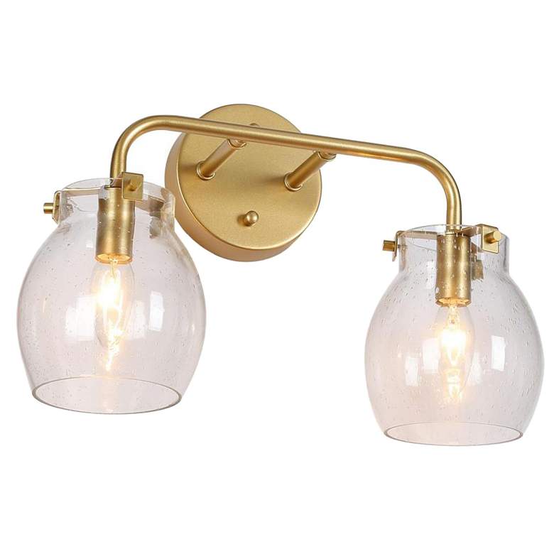 Image 1 2-Light Gold Bathroom Vanity Light with Seeded Glass