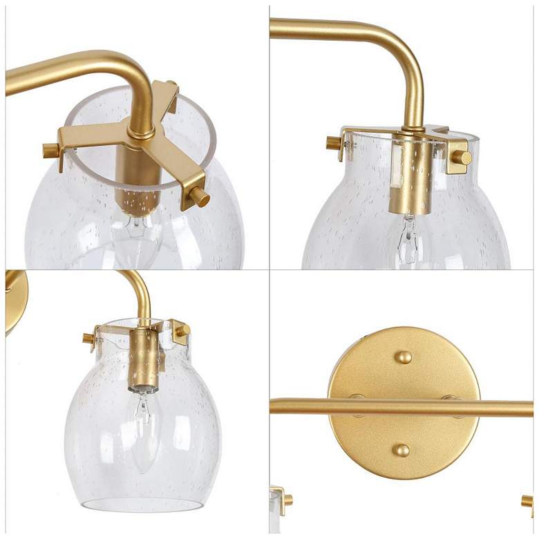 Image 3 2-Light Gold Bathroom Vanity Light with Seeded Glass more views