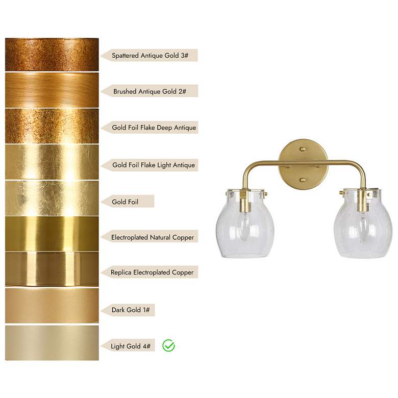 Image 4 2-Light Gold Bathroom Vanity Light with Seeded Glass more views