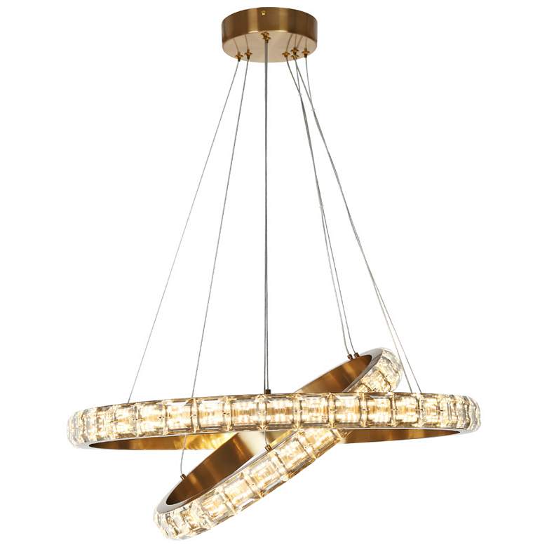 Image 1 2-Light Gold LED Chandelier with Crystal