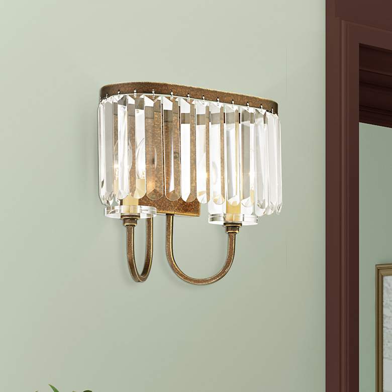 Image 1 2 Light Hand Painted Palacial Bronze Wall Sconce