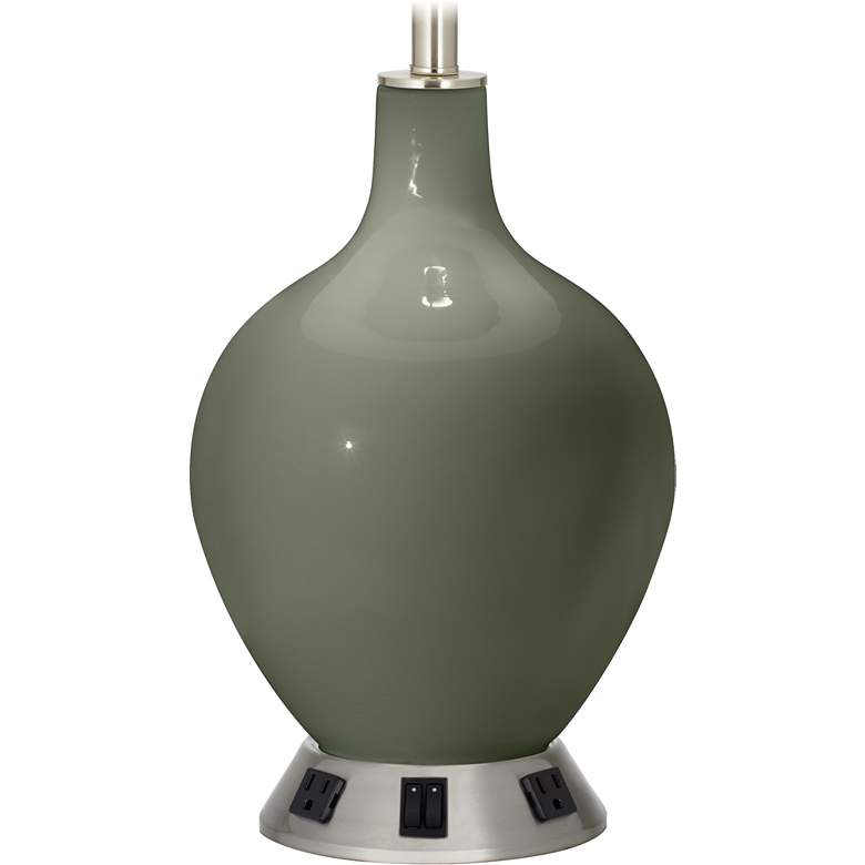 Image 1 2-Light Lamp - Outlets and USB in Deep Lichen Green