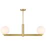 1_2-Light Linear Chandelier in Natural Brass