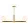 2-Light Linear Chandelier in Natural Brass
