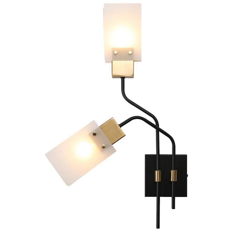 Image 1 2-light Matte Black Frosted Glass Wall Lamp