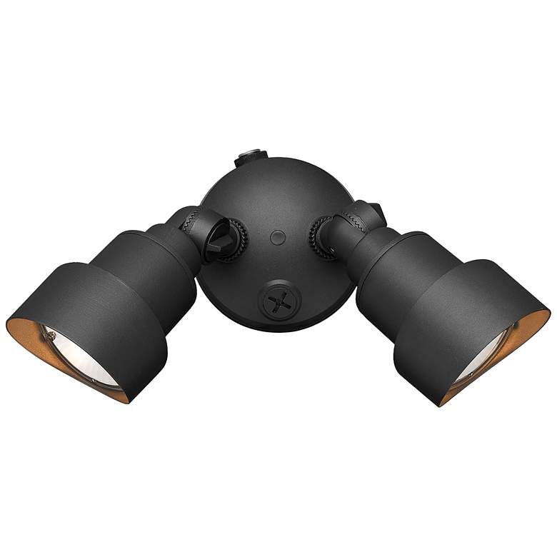 Image 1 2-Light Matte Black Integrated LED Adjustable Head Floodlight