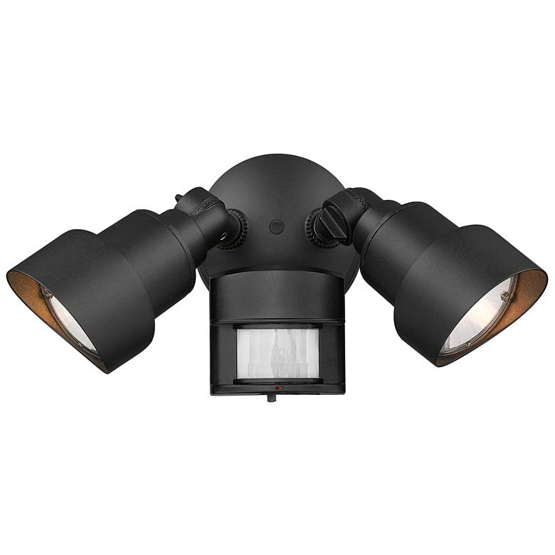 Image 1 2-Light Matte Black LED Adjustable Head Floodlight With Motion Sensor