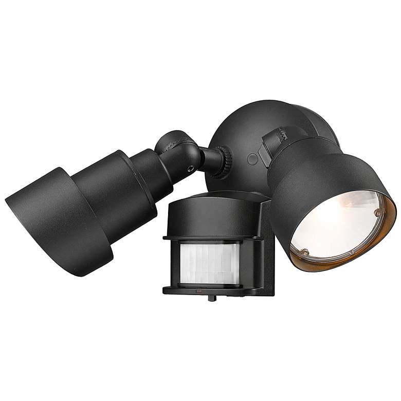 Image 2 2-Light Matte Black LED Adjustable Head Floodlight With Motion Sensor more views