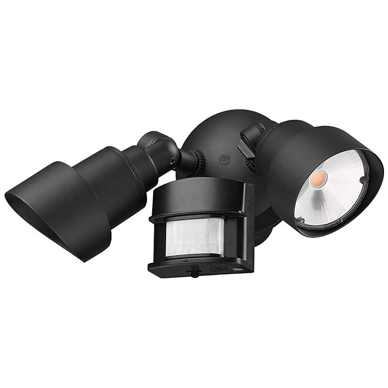 Image 4 2-Light Matte Black LED Adjustable Head Floodlight With Motion Sensor more views