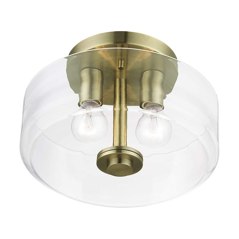 Image 5 2 Light Medium Semi-Flush with Mouth Blown Clear Glass more views