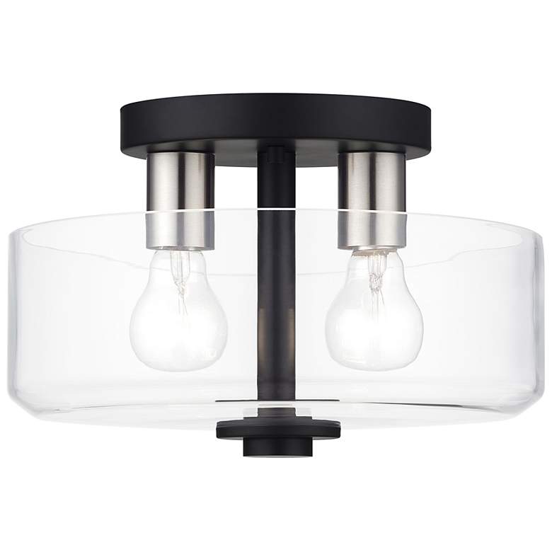 Image 2 2 Light Medium Semi-Flush with Mouth Blown Clear Glass