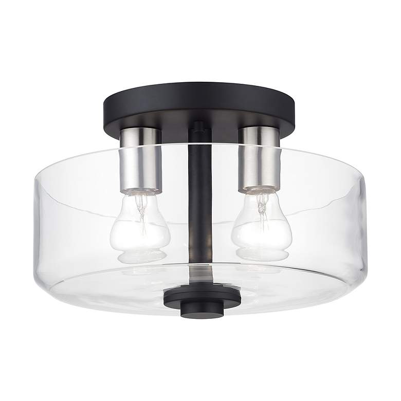 Image 3 2 Light Medium Semi-Flush with Mouth Blown Clear Glass more views