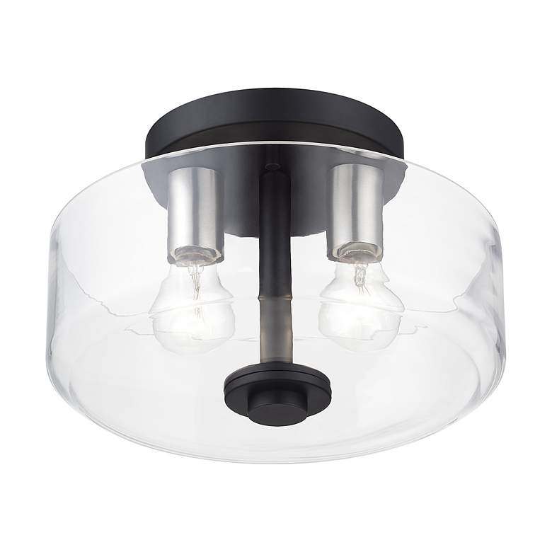 Image 4 2 Light Medium Semi-Flush with Mouth Blown Clear Glass more views