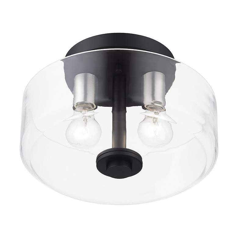 Image 5 2 Light Medium Semi-Flush with Mouth Blown Clear Glass more views