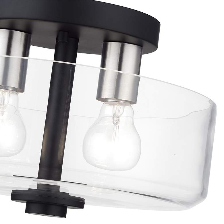 Image 6 2 Light Medium Semi-Flush with Mouth Blown Clear Glass more views