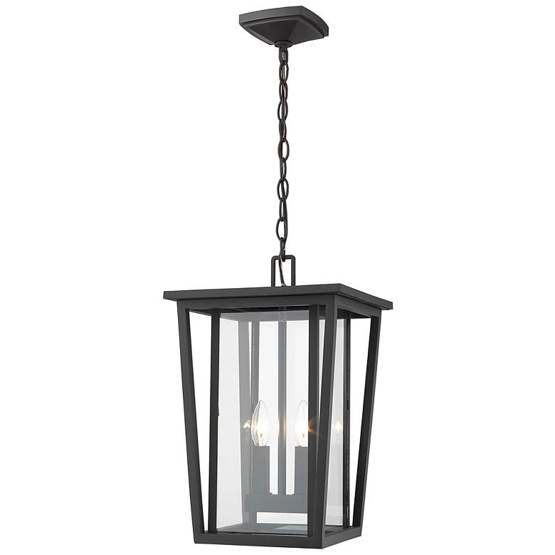 Image 1 2 Light Outdoor Chain Mount Ceiling Fixture in Black finish