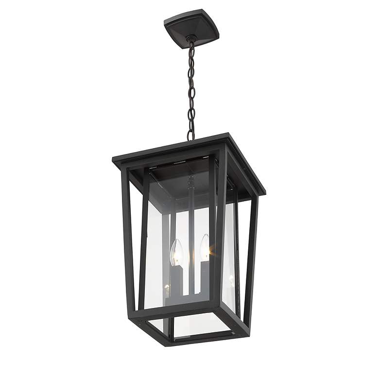 Image 3 2 Light Outdoor Chain Mount Ceiling Fixture in Black finish more views