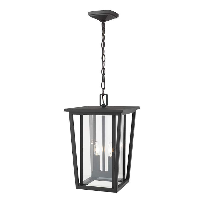 Image 4 2 Light Outdoor Chain Mount Ceiling Fixture in Black finish more views
