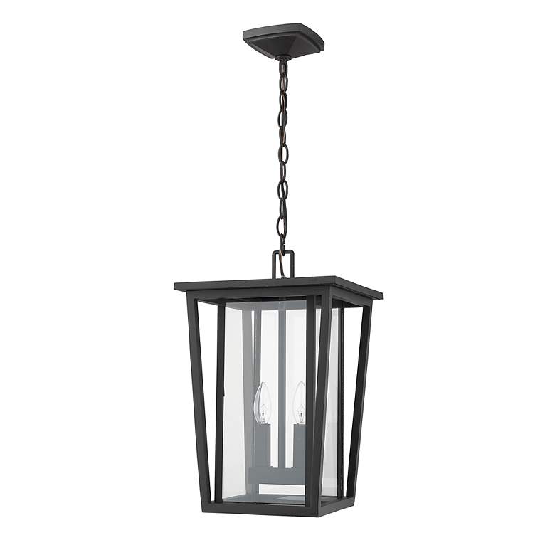 Image 5 2 Light Outdoor Chain Mount Ceiling Fixture in Black finish more views