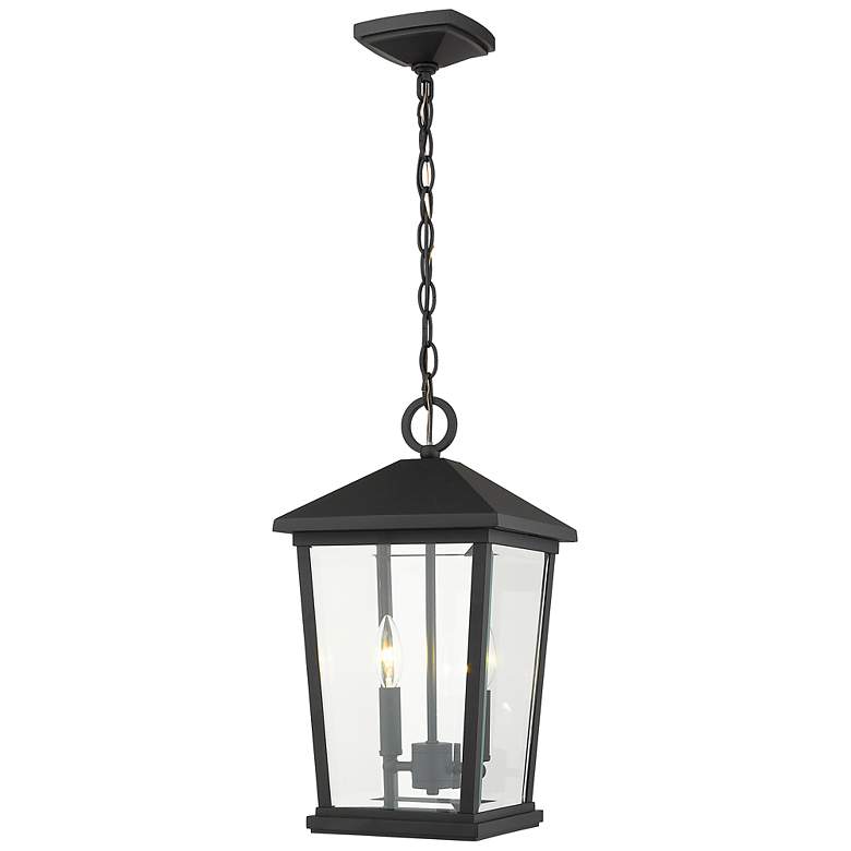 Image 2 2 Light Outdoor Chain Mount Ceiling Fixture in Black finish