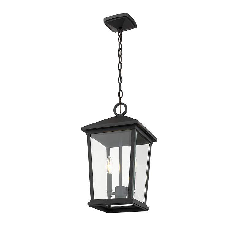 Image 4 2 Light Outdoor Chain Mount Ceiling Fixture in Black finish more views