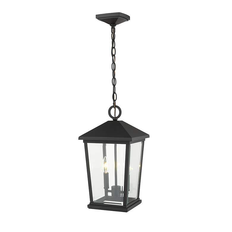 Image 5 2 Light Outdoor Chain Mount Ceiling Fixture in Black finish more views